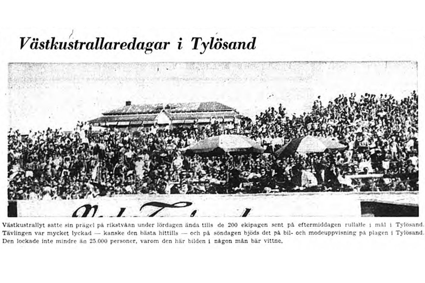 Rally i Tylösand 1955 tidningsannons