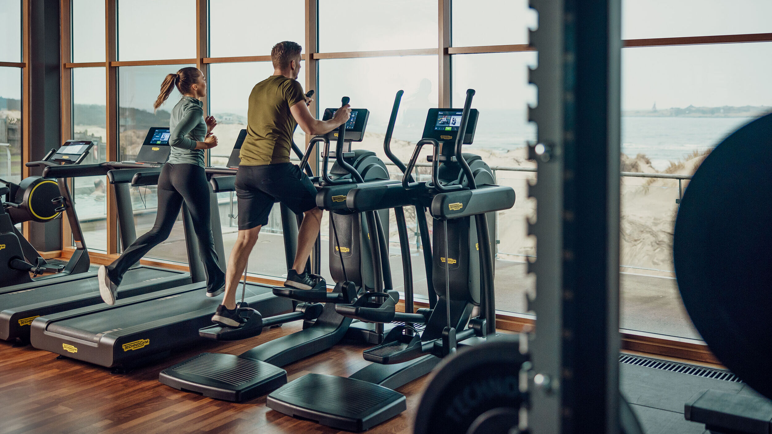 Löpträning i gymmet på Hotel Tylösand.